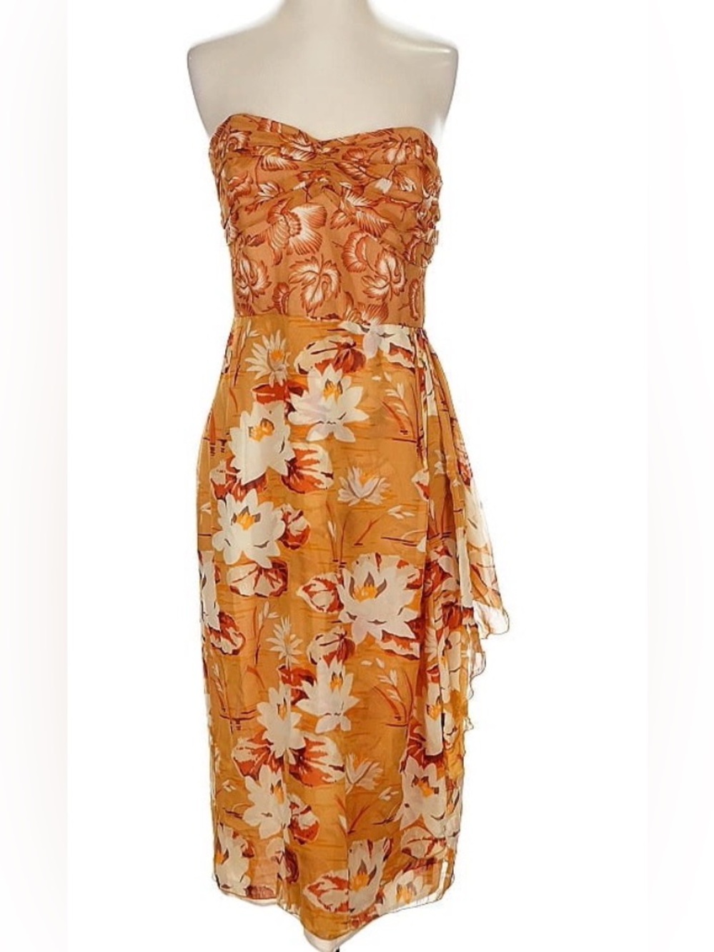 Tahari 100% Silk Romantic Slip Dress Wedding Guest Midi Size 4